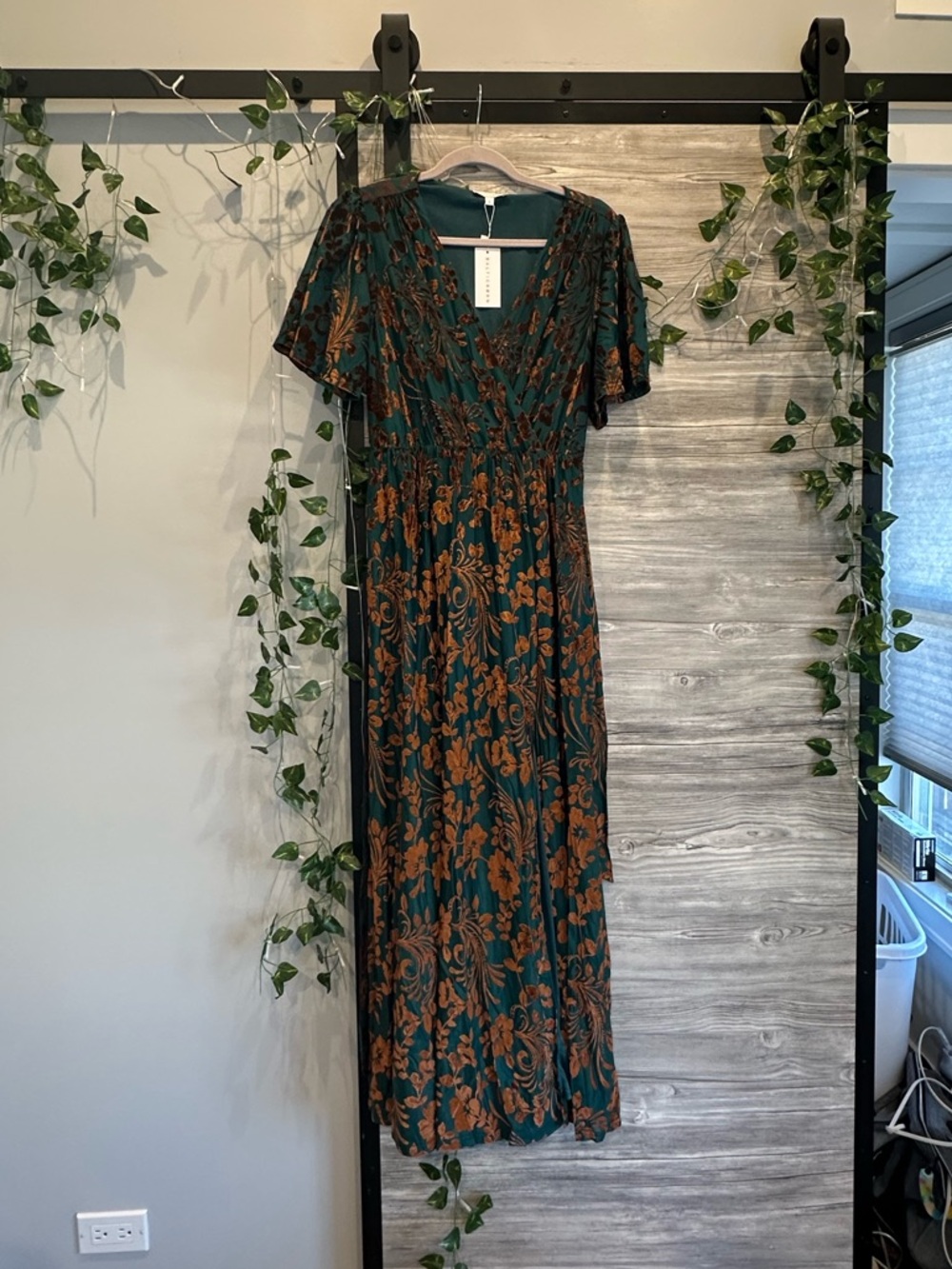 NWT - Baltic Born Green and Rust Floral Wrap Maxi Dress - Picture 5 of 12